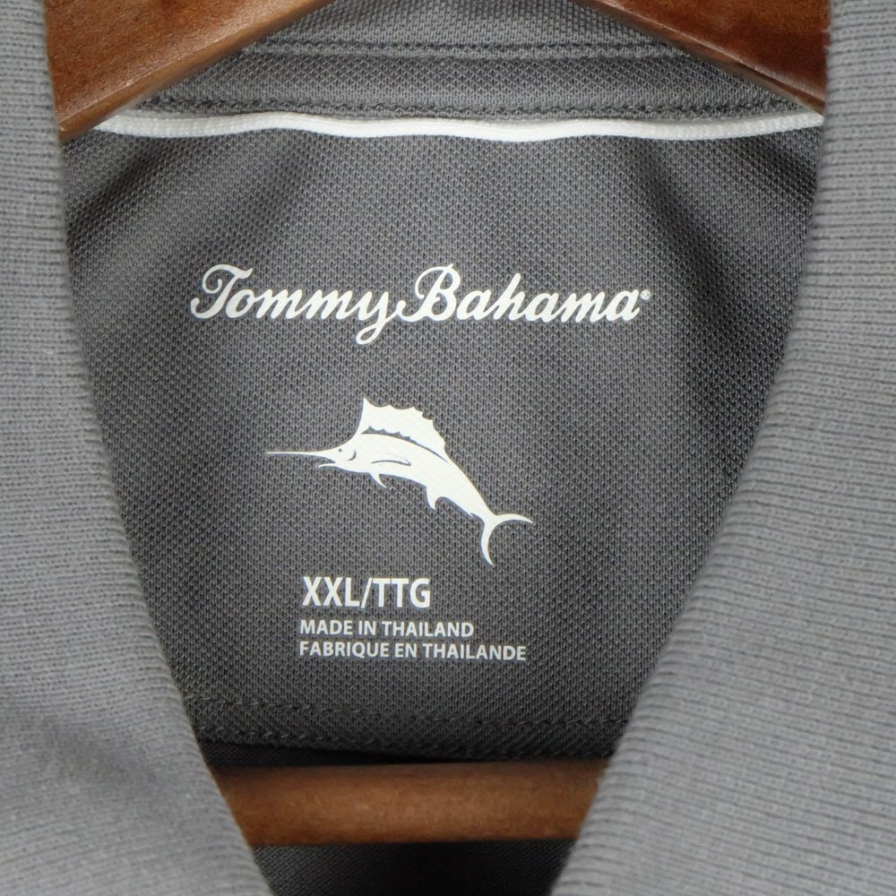 Tommy Bahama Polo Mens XXL 2XL Gray Shirt Pima Cotton Knit Ringer Short Sleeve - Picture 10 of 11